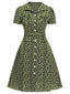 [Prévente] [Grande taille] Robe marguerite à boutons revers vert des années 1950