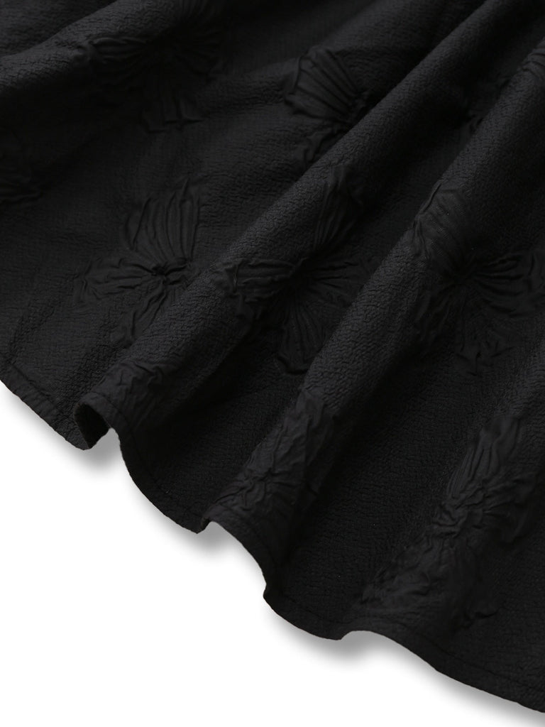 Robe noire gothique à roses 3D en jacquard années 1960