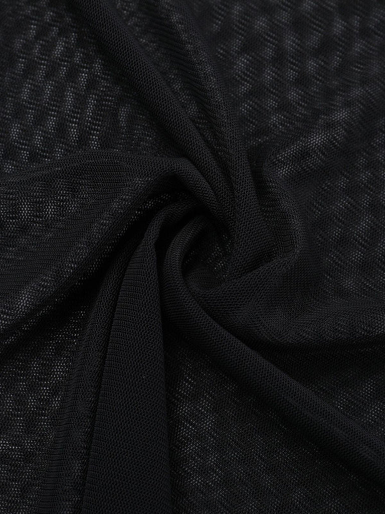 Robe noire gothique corset à manches transparentes années 1980