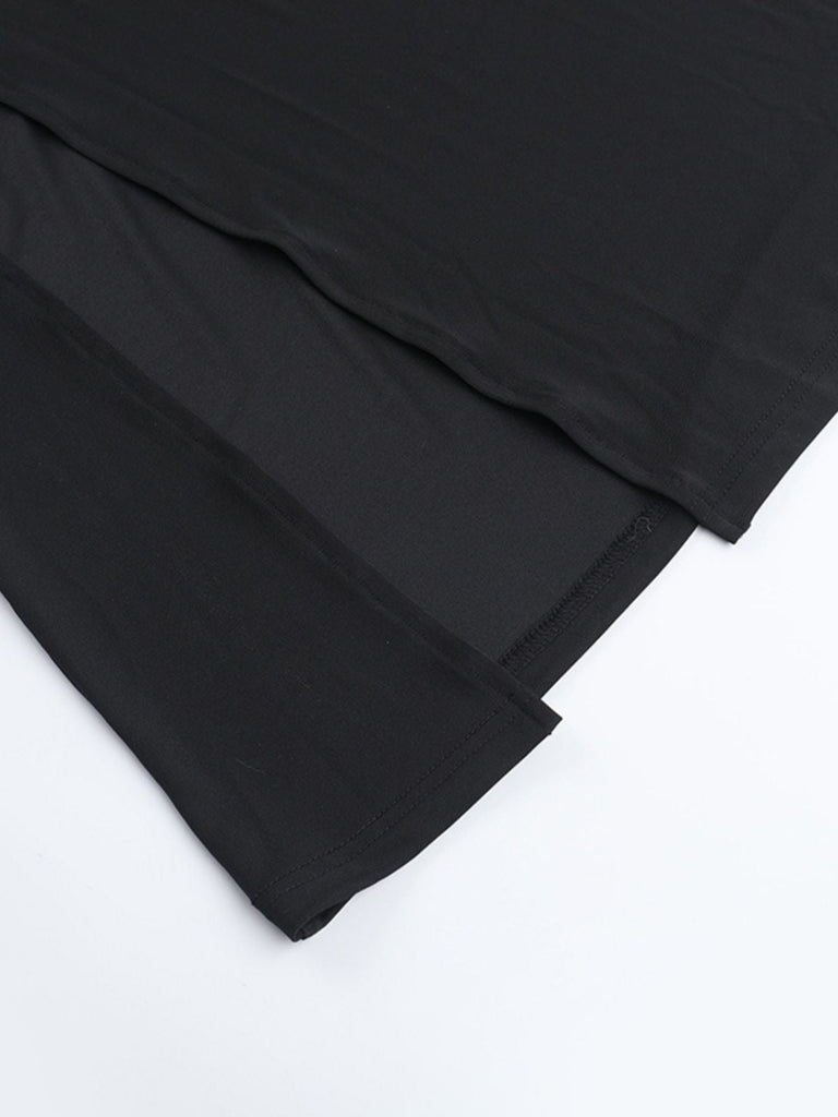 Robe noire gothique corset à manches transparentes années 1980