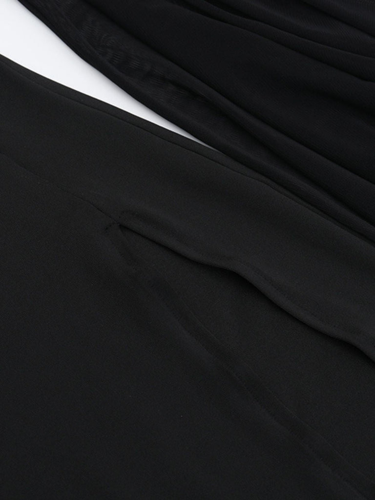 Robe noire gothique corset à manches transparentes années 1980