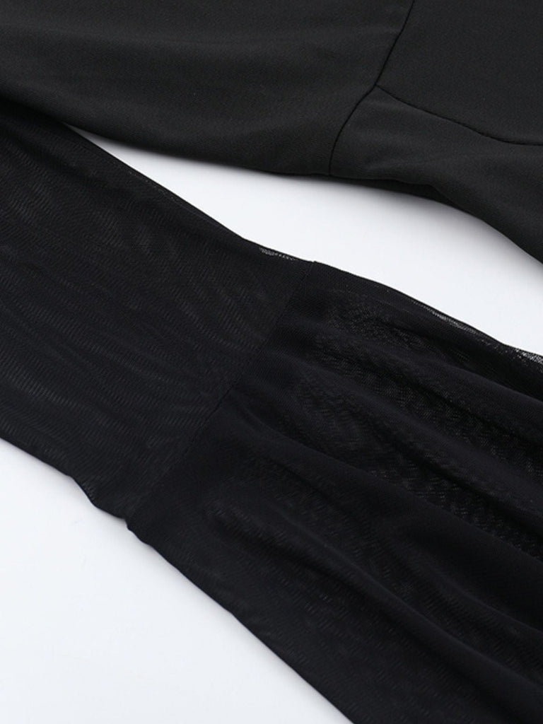 Robe noire gothique corset à manches transparentes années 1980