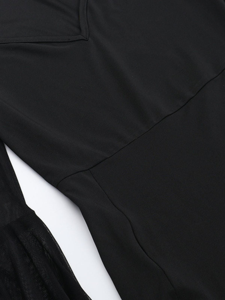 Robe noire gothique corset à manches transparentes années 1980