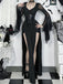 Robe noire gothique corset à manches transparentes années 1980