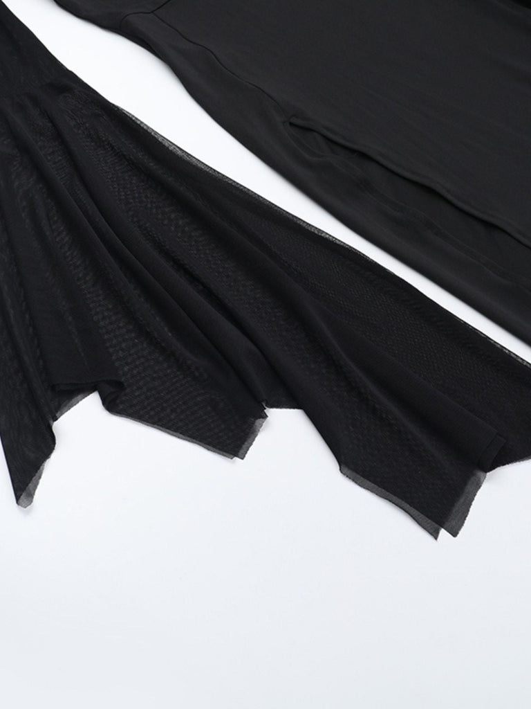 Robe noire gothique corset à manches transparentes années 1980