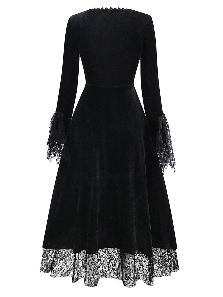 Robe rouge à motif reine des vampires Halloween années 1930