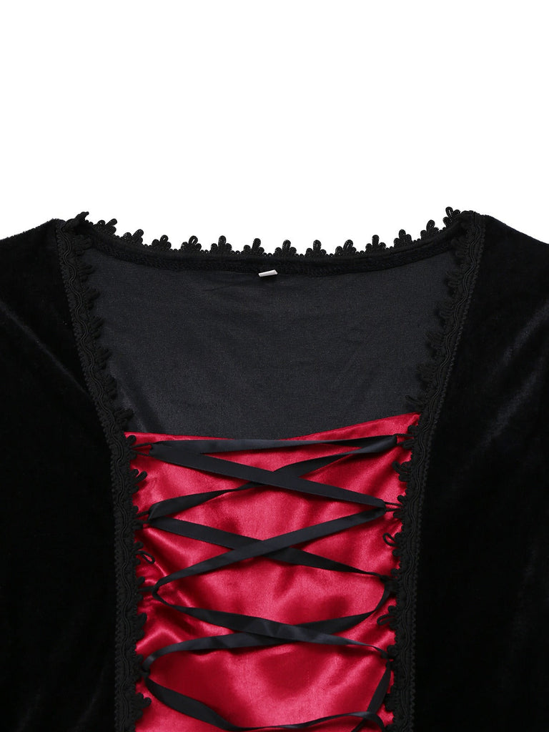 Robe rouge à motif reine des vampires Halloween années 1930