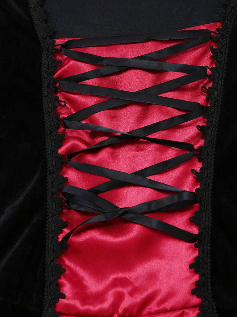 Robe rouge à motif reine des vampires Halloween années 1930