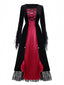 Robe rouge à motif reine des vampires Halloween années 1930