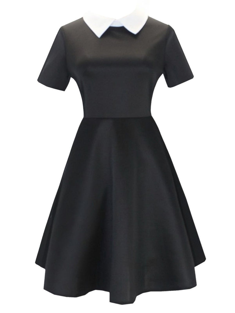 Robe du Wednesday col chemise noir et blanc des années 1940