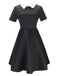 Robe du Wednesday col chemise noir et blanc des années 1940