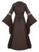 Robe fleurie kaki à manches cloche Halloween années 1930