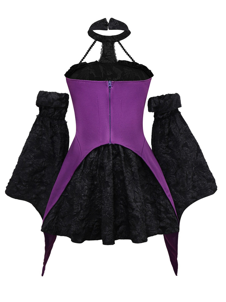 2PCS Haut et jupe violets style gothique des années 1980