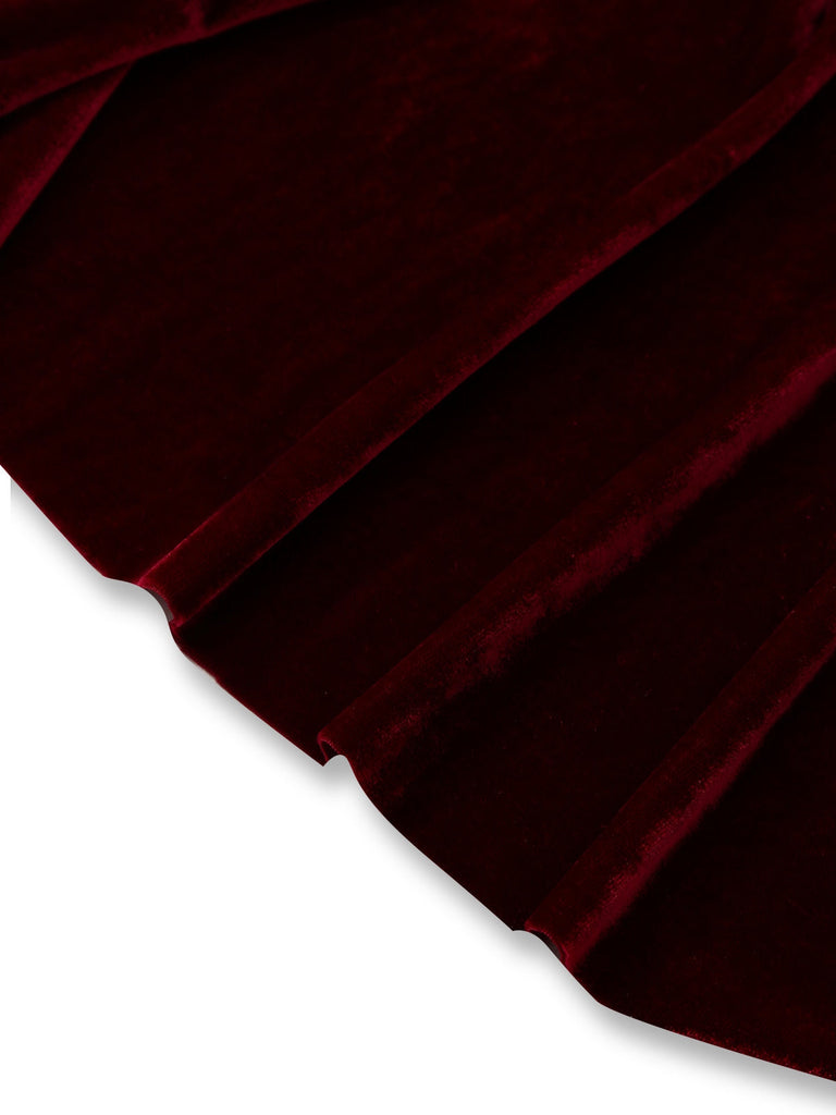 Robe bordeaux gothique en maille à ourlet irrégulier années 1960