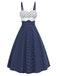 [Prévente] Robe bleue à pois floraux brodés des années 1950