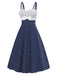 [Prévente] Robe bleue à pois floraux brodés des années 1950