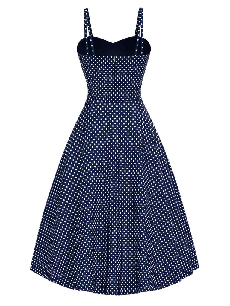 [Prévente] Robe bleue à pois floraux brodés des années 1950