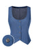 [Prévente] Gilet boutonné col en U en denim bleu uni des années 1970