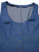[Prévente] Gilet boutonné col en U en denim bleu uni des années 1970