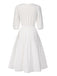 [Prévente] Robe manches bouffantes boutonnée et broderies blanche uni années 1970