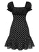 [Prévente] Robe noire à pois et manches bouffantes années 1940