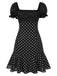 [Prévente] Robe noire à pois et manches bouffantes années 1940