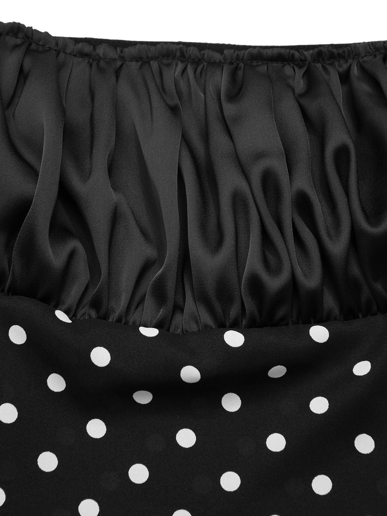 [Prévente] Robe noire à pois et manches bouffantes années 1940