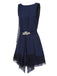 [Prévente] Robe bleue en dentelle patchwork et strass années 1920
