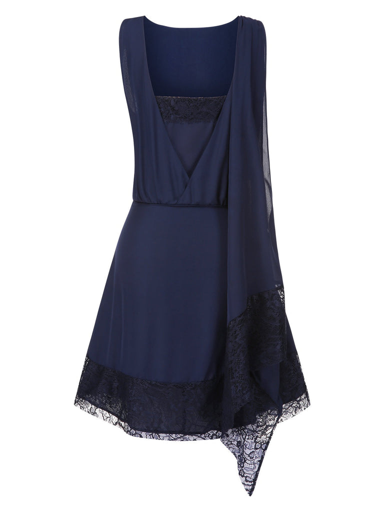 [Prévente] Robe bleue en dentelle patchwork et strass années 1920