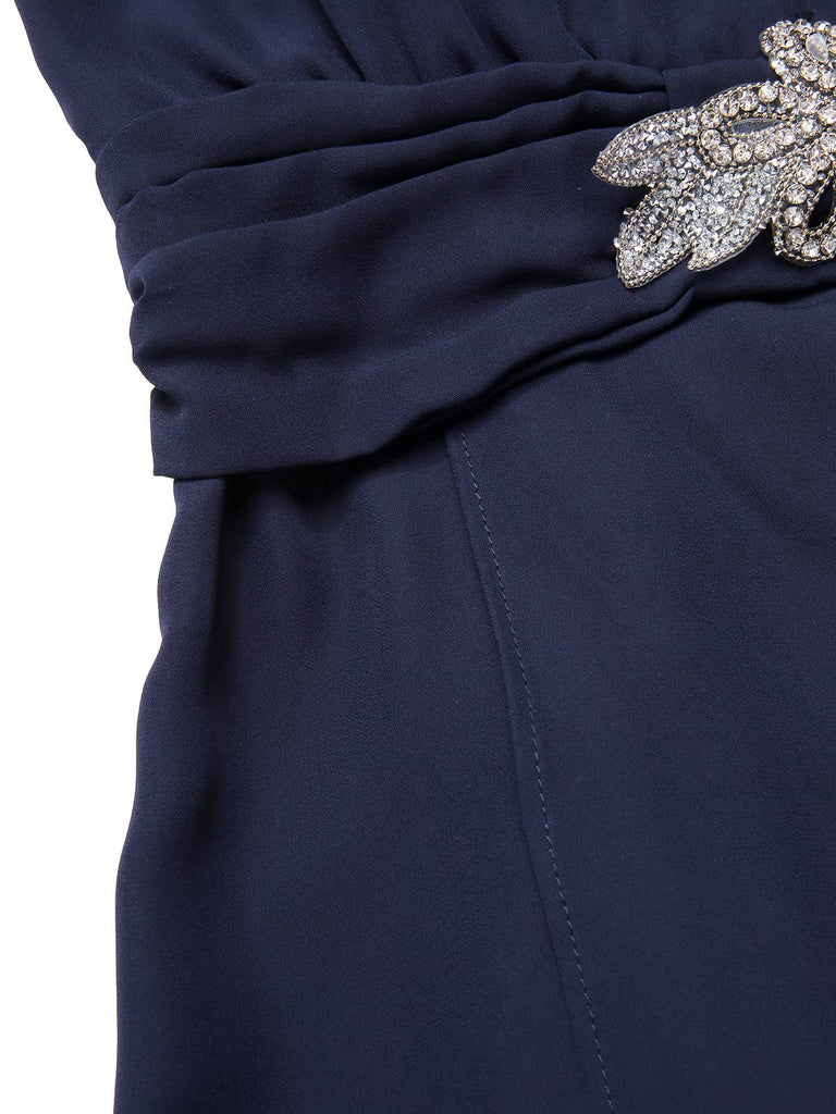 [Prévente] Robe bleue en dentelle patchwork et strass années 1920