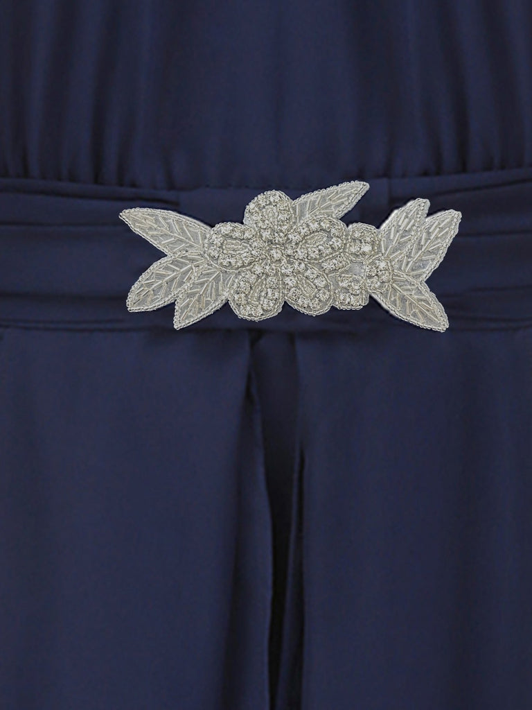 [Prévente] Robe bleue en dentelle patchwork et strass années 1920