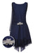[Prévente] Robe bleue en dentelle patchwork et strass années 1920