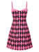 [Prévente] Robe à bretelles motif argyle nœud et crâne noire et rose des années 1960