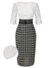 [Pré-vente] Robe crayon blanche col bateau et à carreaux en dentelle des années 1960