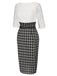 [Pré-vente] Robe crayon blanche col bateau et à carreaux en dentelle des années 1960