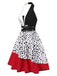 [Prévente] Robe dalmatienne rouge col licou et contraste irrégulier des années 1970