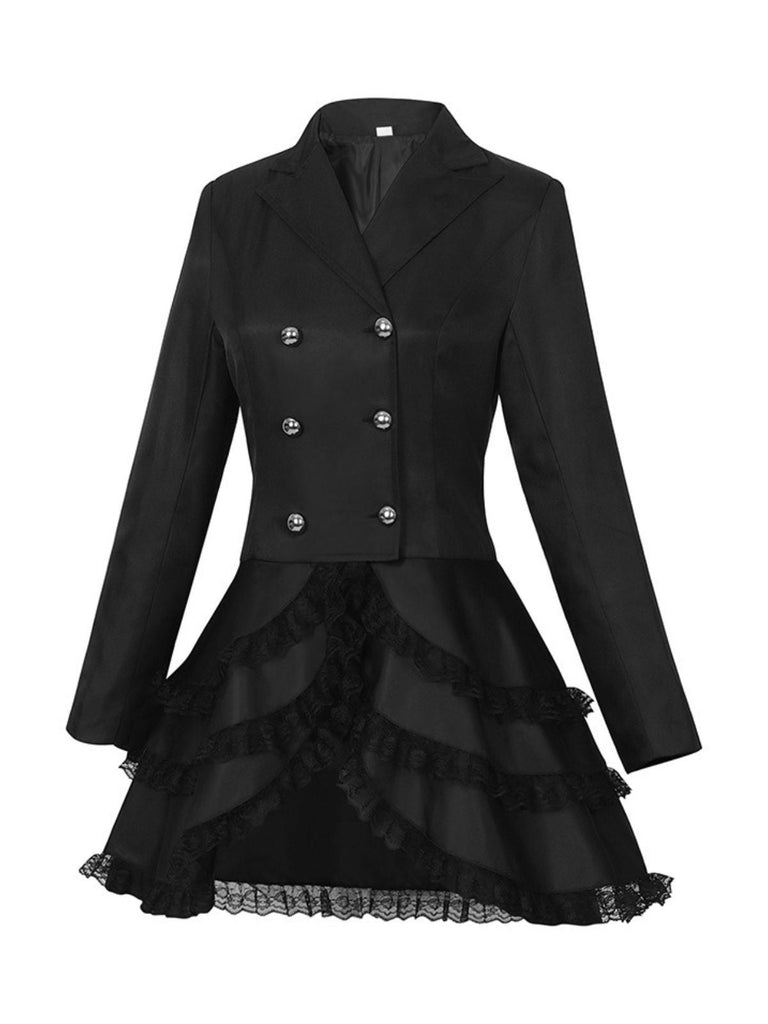 Veste croisée à revers et jupe superposée années 1950