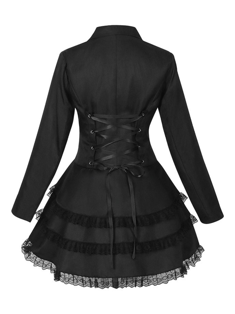 Veste croisée à revers et jupe superposée années 1950