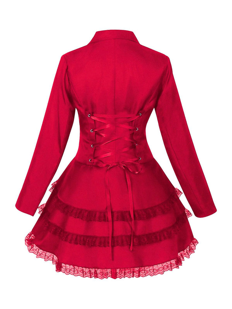 Veste croisée à revers et jupe superposée années 1950