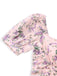 Robe rose imprimé lavande col en cœur manches bouffantes des années 1940