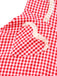 Robe rouge à carreaux et poches en forme de cœur, style années 1950