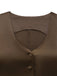 2PCS Gilet col V et jupe sirène en satin marron uni des années 1930