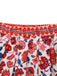 2PCS Haut manches lanternes et jupe froncée imprimé floral rouge des années 1930