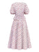 Robe manches bouffantes à volants motif petites fleurs blanche des années 1940