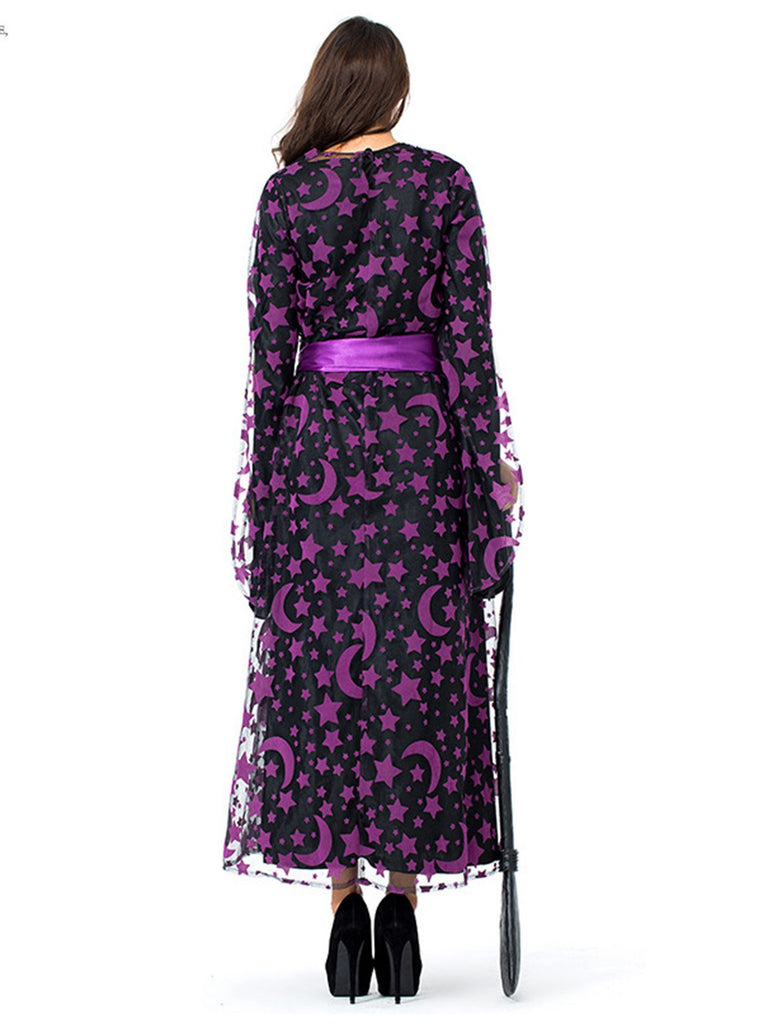 Ensemble robe de sorcière violet et étoiles et lune années 1930