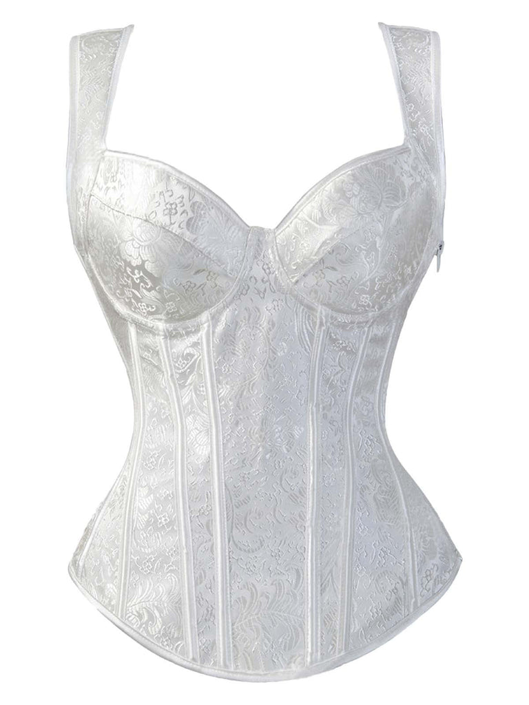 Corset gothique à lacets en jacquard à col en cœur des années 1980