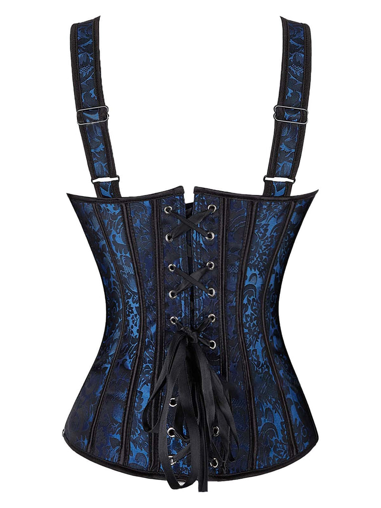 Corset gothique à lacets en jacquard à col en cœur des années 1980