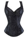Corset gothique à lacets en jacquard à col en cœur des années 1980
