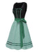 [Prévente] 3PCS Robe noire carreaux à pois en coton et haut années 1950
