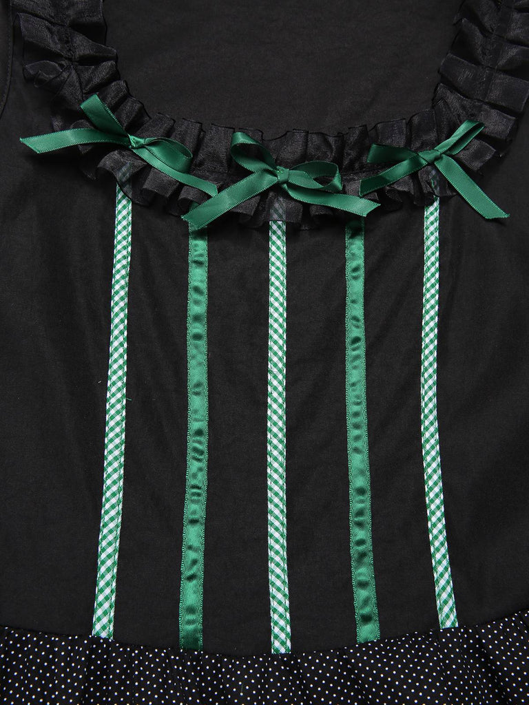 [Prévente] 2PCS Robes à pois en coton noire et tablier années 1950